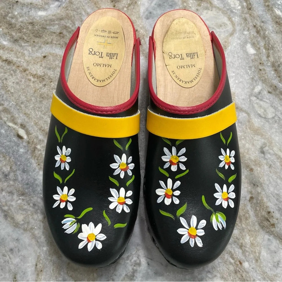 Lilla Torg Malmo Black Hand Painted Swedish Clogs - Picture 13 of 13